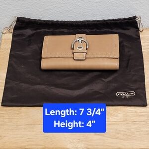 Coach Tri-fold Checkbook Wallet, Coach Dust Bag, GUC, Size Large